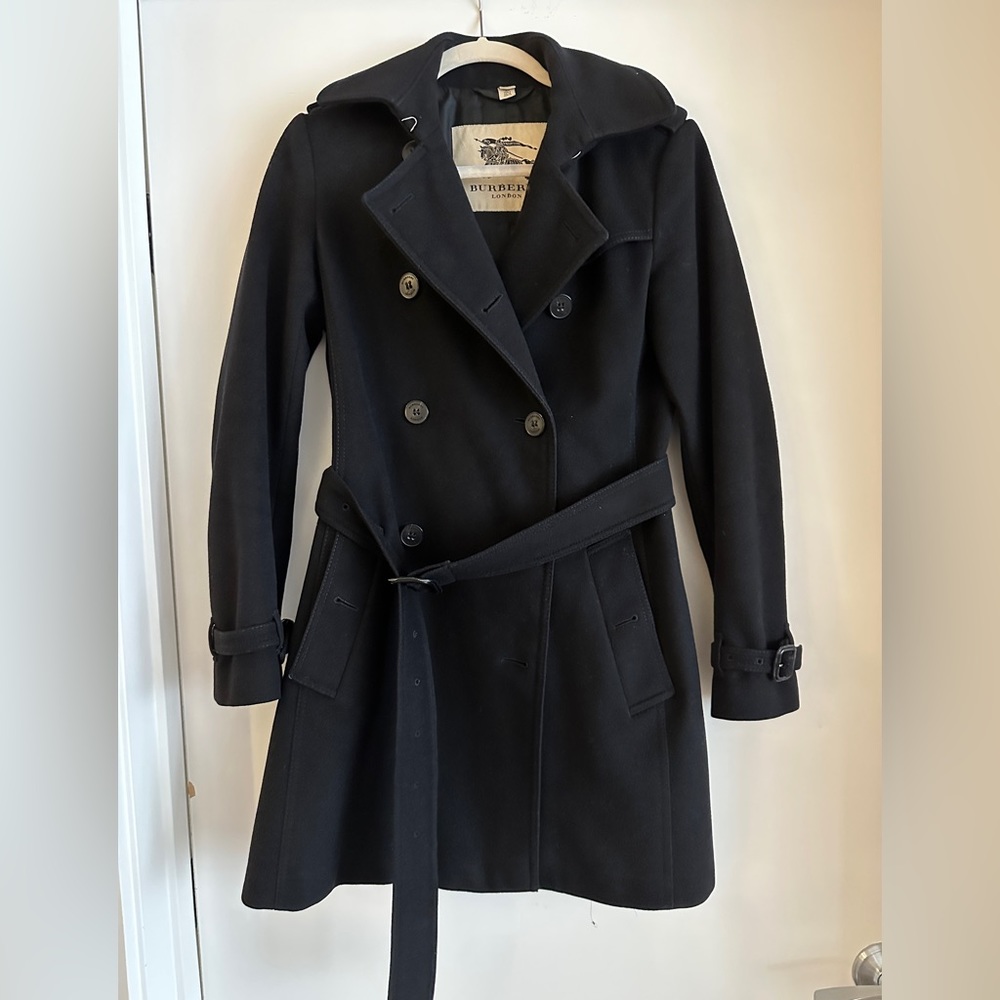 Burberry black wool coat US size 4
